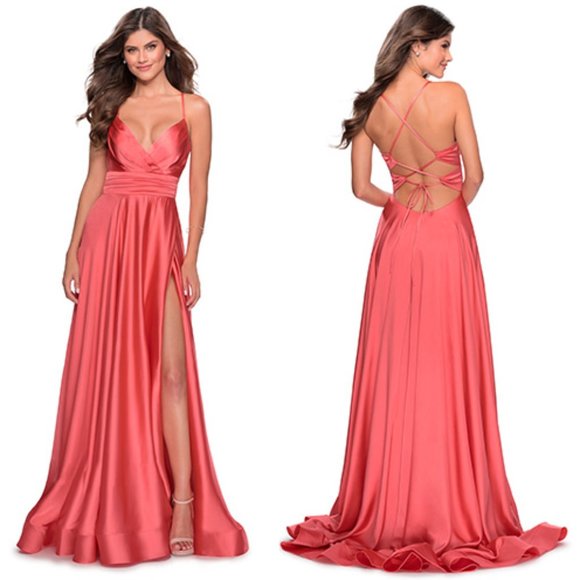 La Femme Dresses & Skirts - La Femme 28571 Strapless Coral Evening Dress